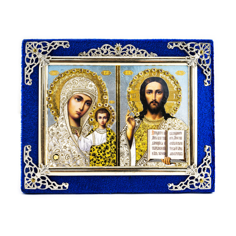 Ікона Казанська Божої Матері ,  Ісус благословляє (синій)