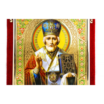Ікона Святий Миколай (червона)