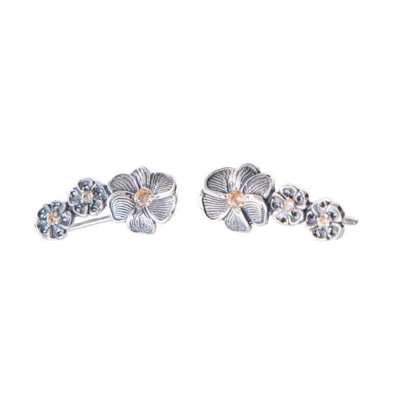 Сережки срібні "Сталеві квіти"